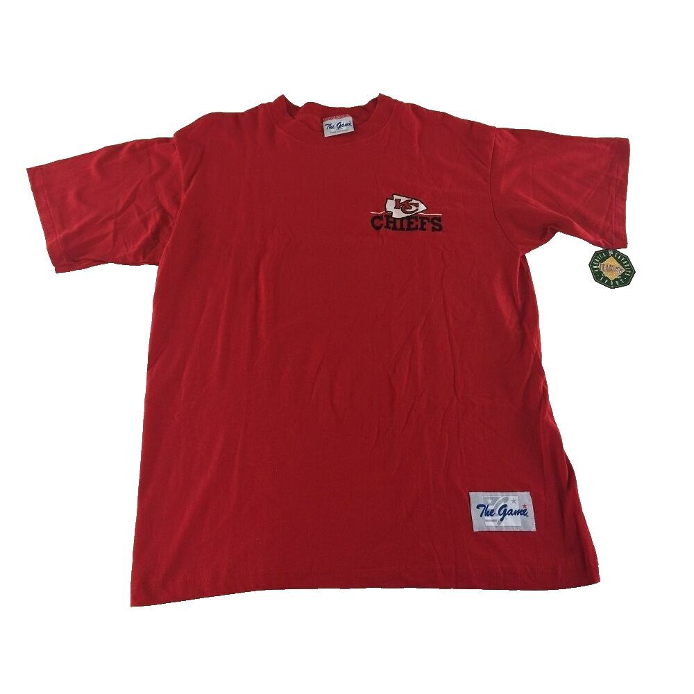 VTG NWT Kansas Chiefs Embroidered The Game T Shirt L‎ NFL Football 90s Deadstock